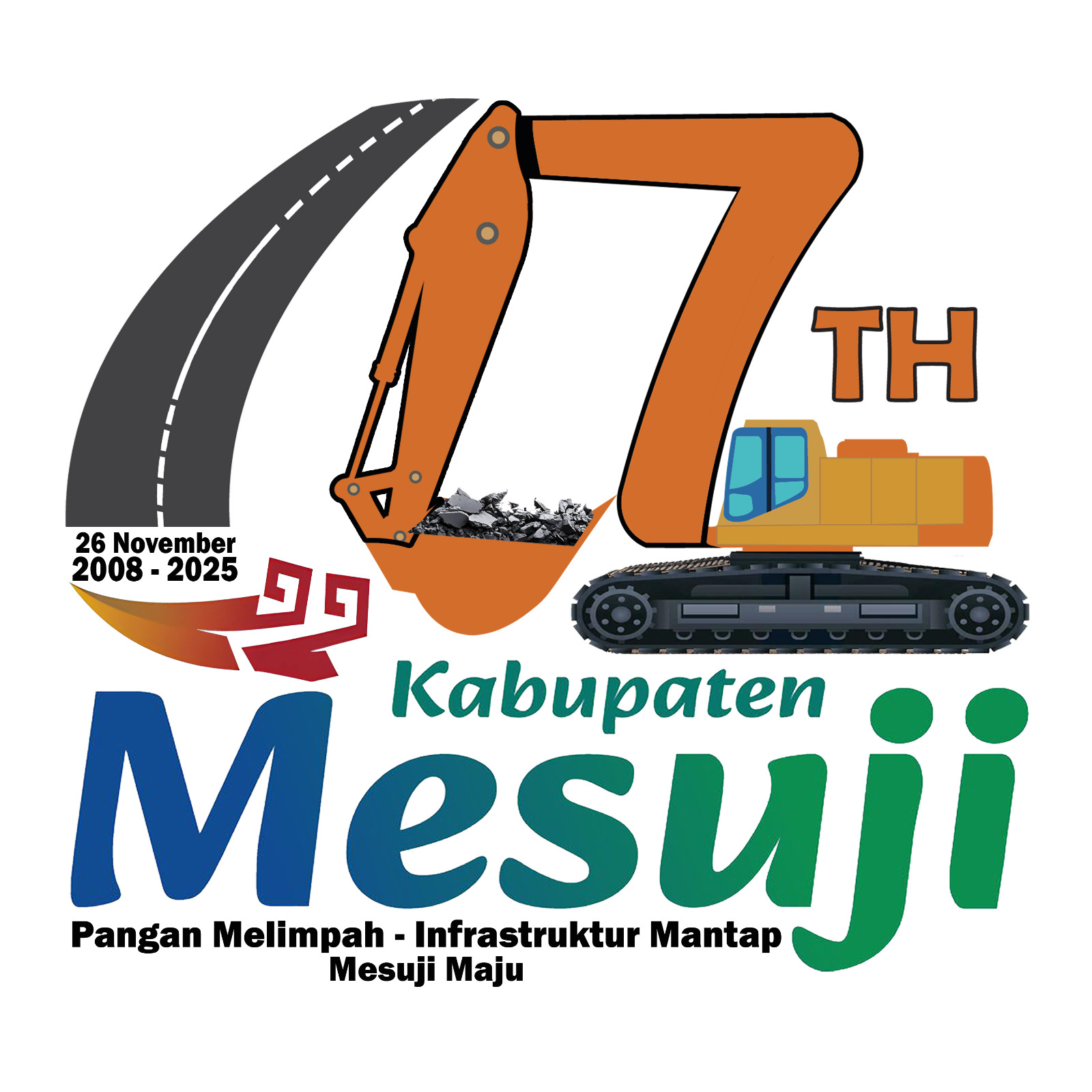 Unik Exavator Jadi Logo HUT ke 17 Tahun, Melambangkan Mesuji Siap Membangun Inftrastruktur
